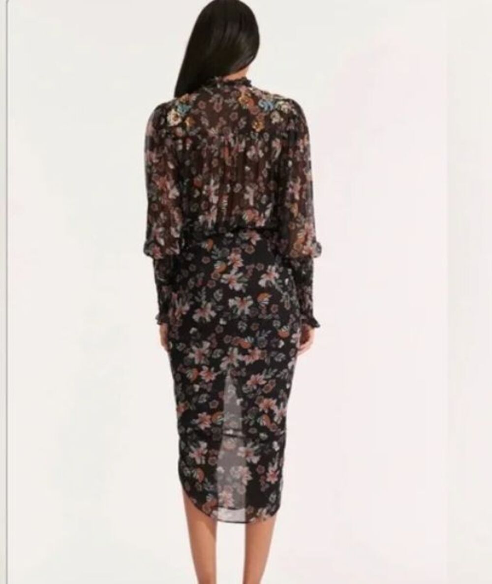 VERONICA BEARD Shaia 3-D Beaded Ruched Long Sleeve Dress sz 8 Wedding Guest - Picture 7 of 8